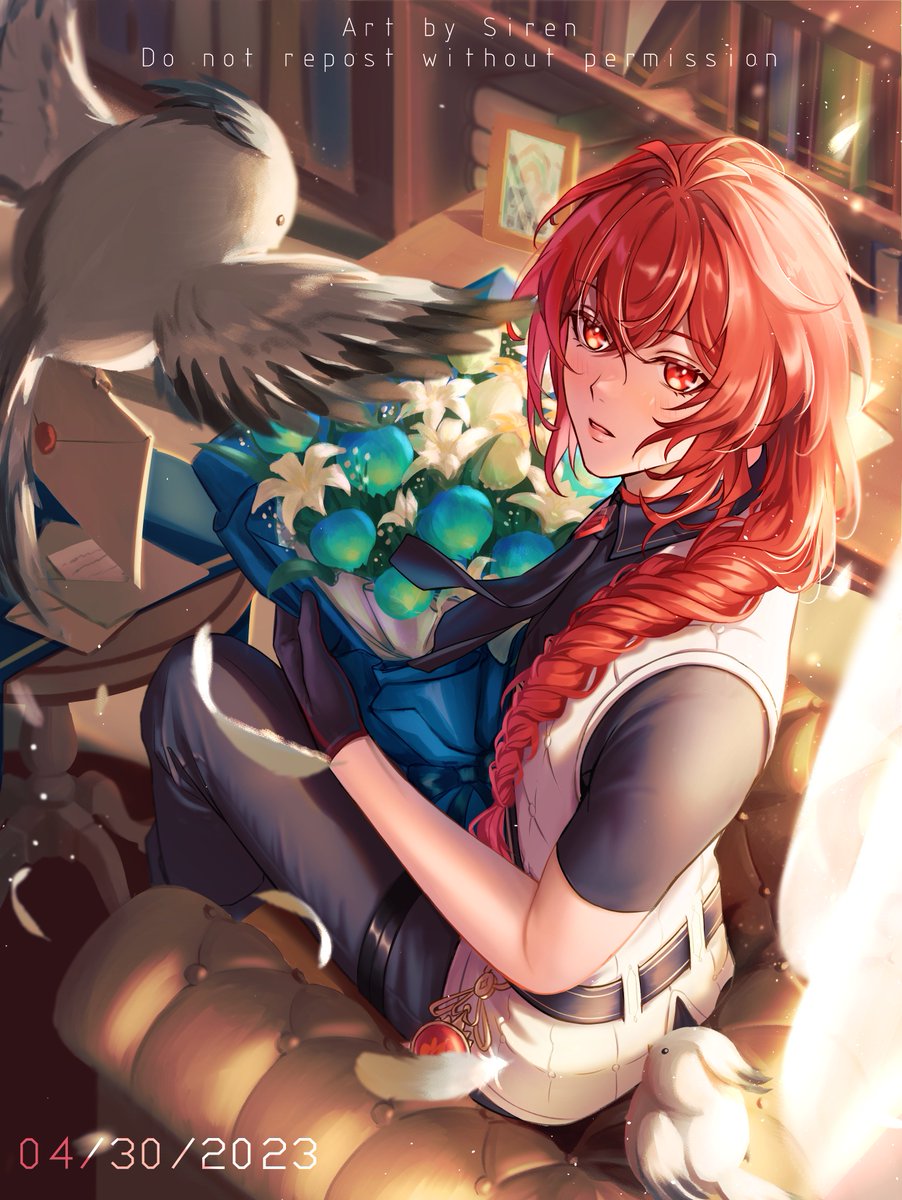 Siren_28's tweet photo. Another year of love, Thank you for coming to my life, I could have never picked up my pen to draw again without you!! Hope you can have a great birthday!! Happy Birthday Diluc!!  
#ディルック生誕祭2023 #Diluc #GenshinImpact https://t.co/HGPyD6ed3H