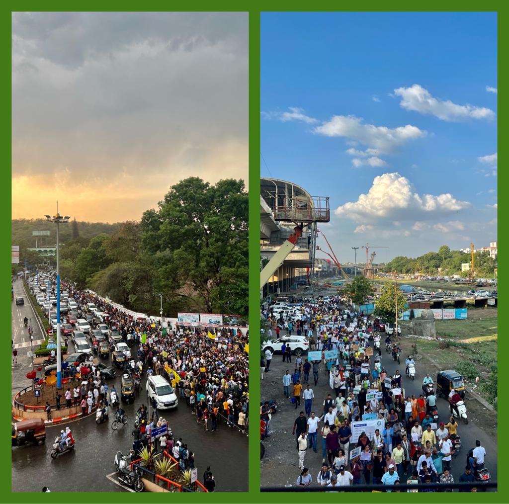 abhisanket's tweet image. गेल्या पंधरा वीस दिवसांत दोन वेळा पुणेकरांनी एकत्र येऊन प्रशासनाला, सत्ताधाऱ्यांना दाखवून दिलंय की तुम्ही कोणताही प्रकल्प मनाला येईल तसा पुढे दामटू शकत नाही, त्यात जर चुका असतील तर पुणेकर प्रश्न विचारणार! 
#चिपको_आंदोलन #SaveVetalTekdi #RiverFrontDevelopment
@Nitinjagtapmns