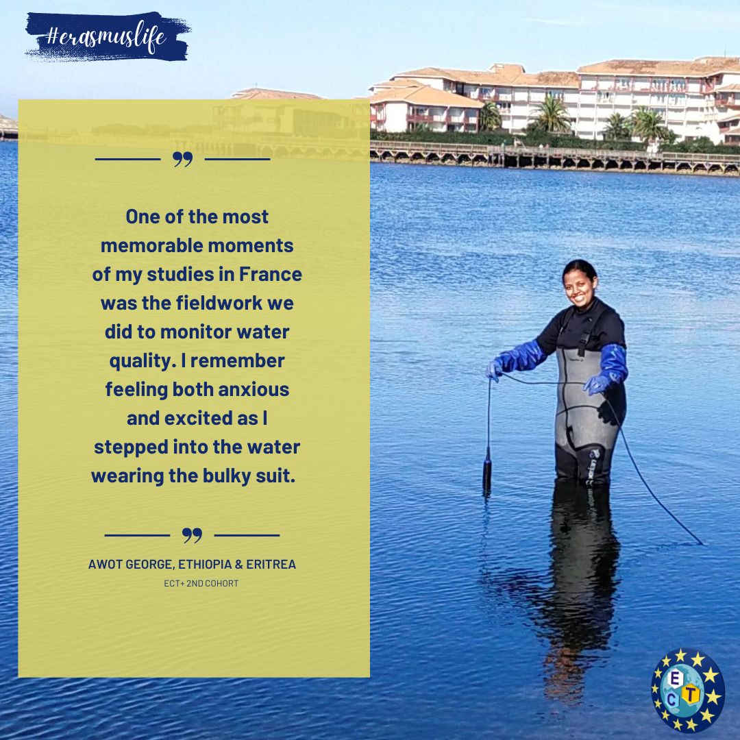 ect_emjmd's tweet photo. Meet Awot George from Ethiopia &amp; Eritrea. She started her #erasmuslife @universite_uppa &amp; with the help of supportive classmates, she overcame stress and culture shock in her 1st year.
Her passion for environmental studies has enabled her gain experience monitoring water quality. https://t.co/sAjtQtnUf2