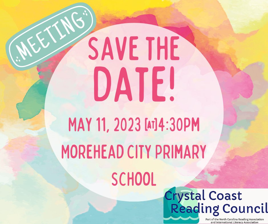 May meeting! Join now &amp; you'll have membership in the <a href="/CCReadingC/">CCRC</a>  &amp; the <a href="/NCReadingAssoc/">NCRA</a> thru May 31st, 2024! We'll share strategies from the #NCRAlitcon, &amp; we are looking forward to seeing new faces! Door prizes!--must be present to win! Join Here: docs.google.com/forms/d/e/1FAI…