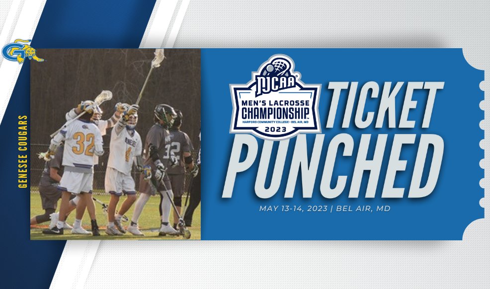 The Cougars 👊 their 🎟️!

Genesee earned their ticket to the 2023 #NJCAALacrosse Men's Championship by winning the North B District Championship.

njcaa.org/sports/mlax/20…