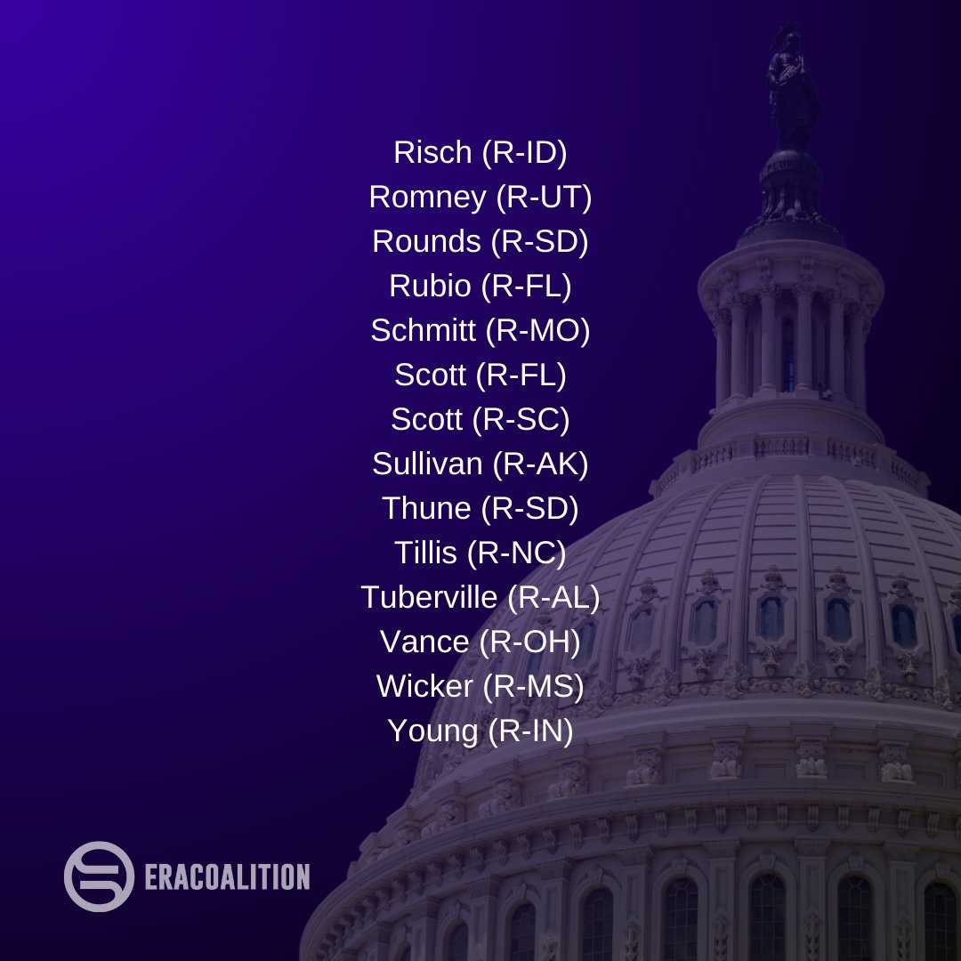 By voting against moving to a floor vote for the ERA, 46 Republican Senators deny our country legal tools to increase protections against sex-based violence and discrimination. Let us be clear; we will not rest until the 28th Amendment is finally in our Constitution. #ERANow