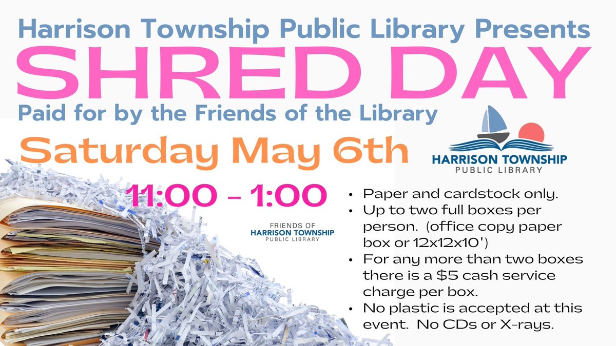Spring cleaning this weekend? Save your paper and cardstock for Shred Day!