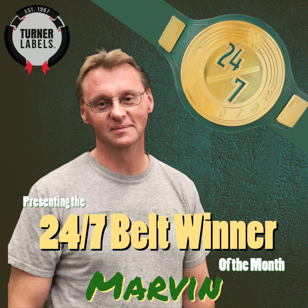 Going above and beyond his job duties has earned MARVIN the 24-7 Belt of the Month! 🤩  We thank Marvin for his integrity &amp; passion for Turner Labels Quality. 👏👏👏 #employeeappreciation #companyculture #24-7 #employeerecognition  #PrintOperator