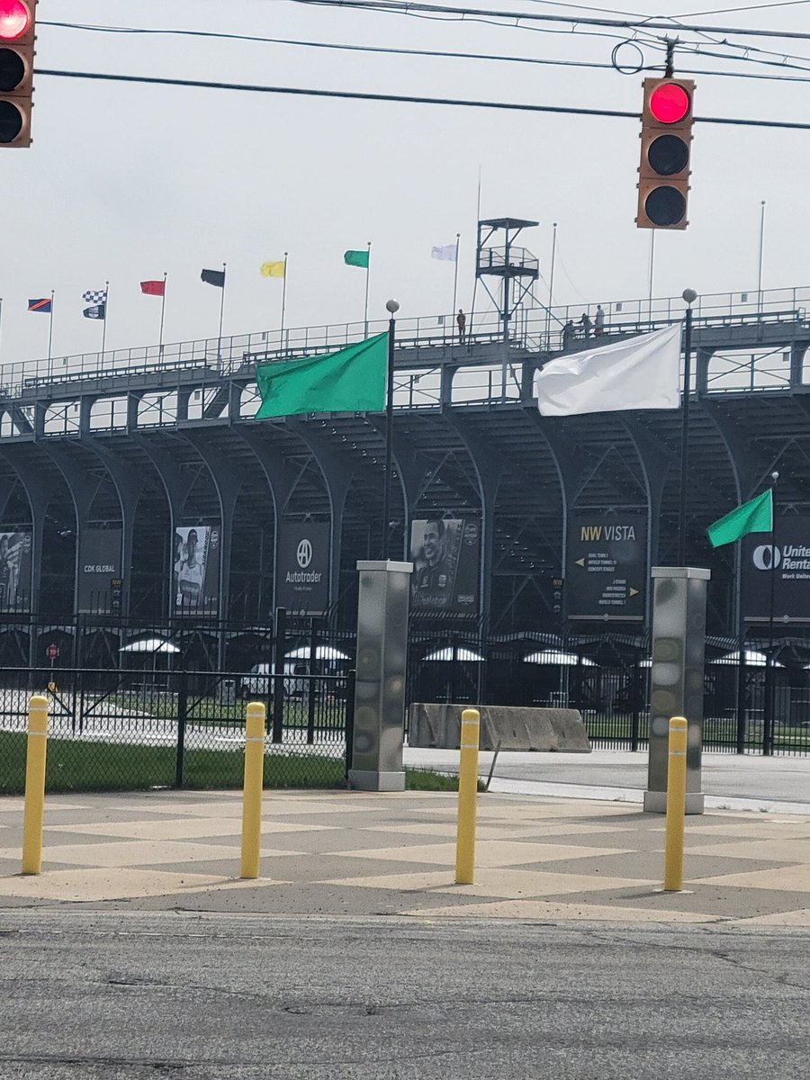 I spotted the grandstand flags going up this morning @IMS.  We are getting closer. 
#isitMayyet