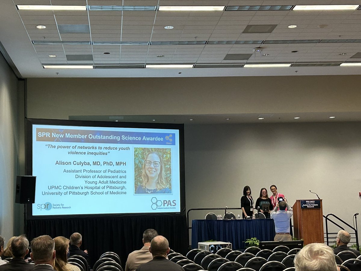 Congratulations to my mentor <a href="/alisonculyba/">Alison Culyba</a> on receiving the <a href="/SocPedResearch/">SPR</a> New Member Outstanding Science Award at #PAS2023! Thankful for your passion in supporting youth to live, play, and thrive free of violence.