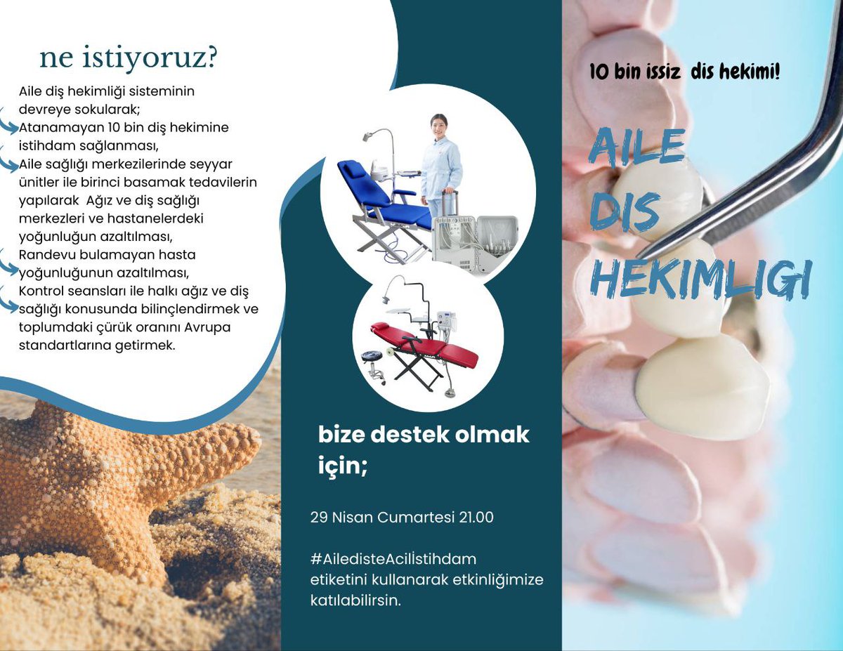 dentistyen's tweet photo. Aile Diş Hekimliği mayısta başlasın
Diş hekimleri atanmayı bekliyor
#AileDisteAcilİstihdam https://t.co/KmdO5sSzO8