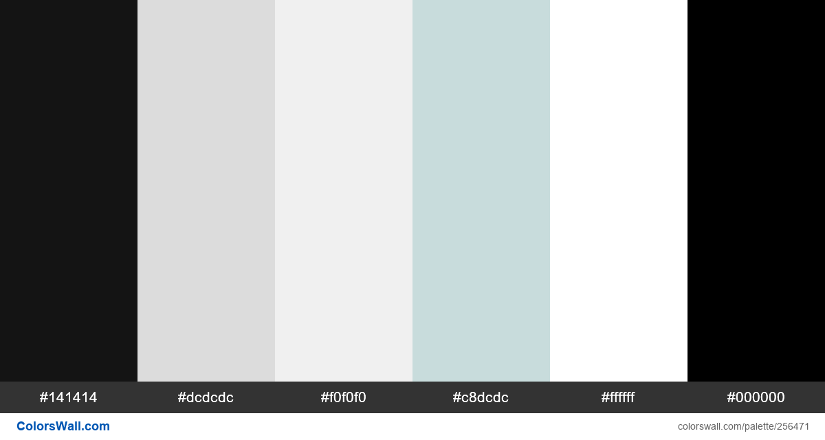 colorswall's tweet image. Ui ux minimal tutor modern #141414, #dcdcdc, #f0f0f0, #c8dcdc, #ffffff, #000000 #colors #palette colorswall.com/palette/256471
