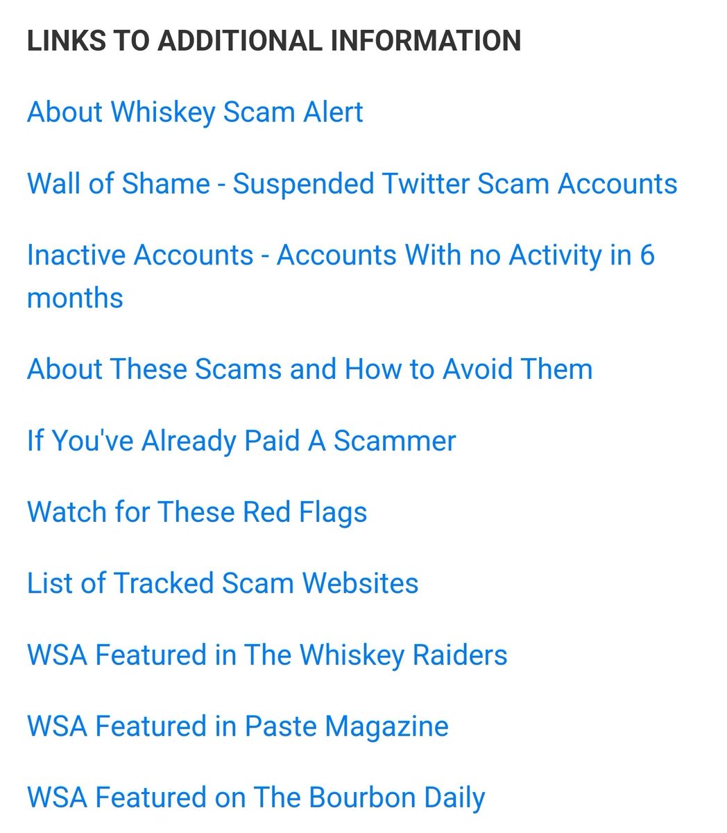WhiskeyScam's tweet photo. A reminder that I share lots of useful info at the site in my bio. Click the site, then scroll to the bottom to find links to additional information. https://t.co/EciWB0D4PH