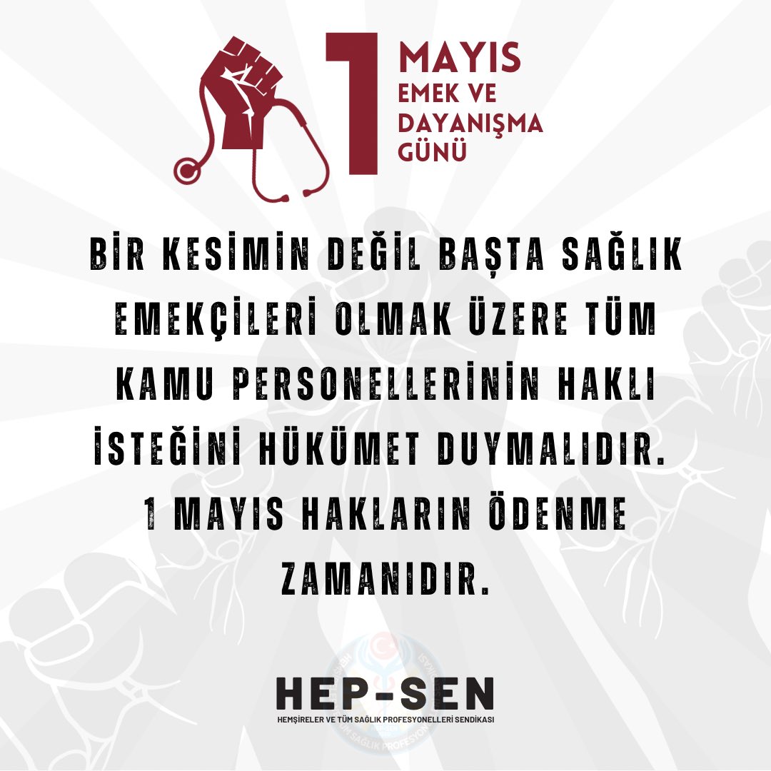 hepsen_2020's tweet photo. Bir kesimin değil başta sağlık emekçileri olmak üzere tüm kamu  personellerinin haklı isteğini hükümet duymalıdır. 
1 Mayıs hakların ödenme zamanıdır.

#Memur1MayısıBekliyor https://t.co/ZH4v1jxAkj