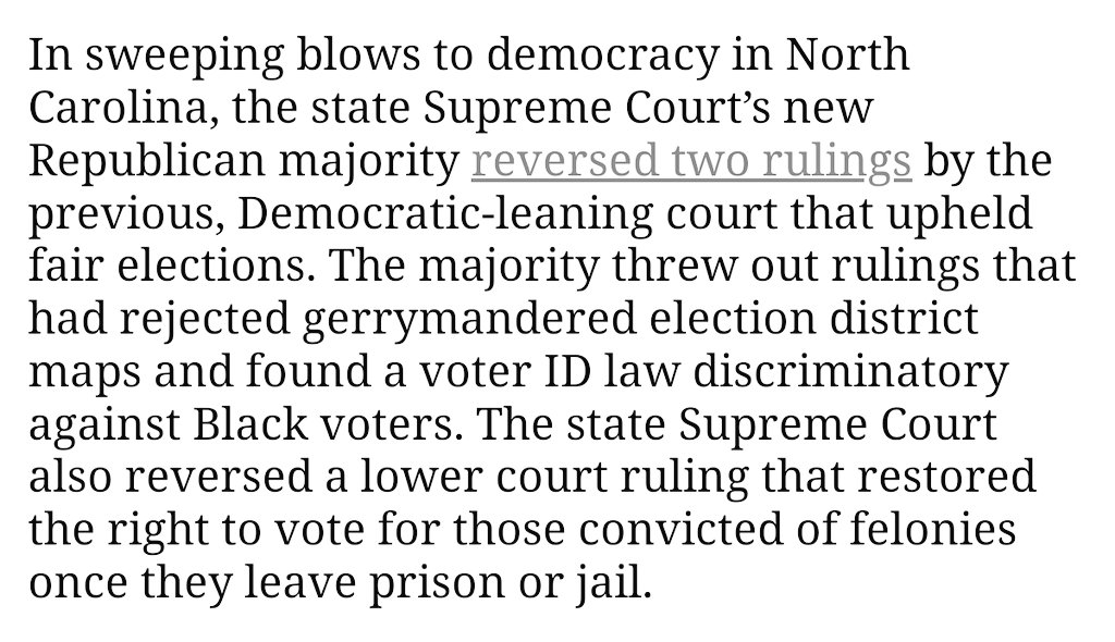 A_NHDogLover's tweet image. #FightForDemocracy 

Because:
#RepublicansHateDemocracy 

#NorthCarolina Supreme Court delivers three sweeping blows to voting rights | Opinion

Read more at: newsobserver.com/opinion/articl…
newsobserver.com/opinion/articl…