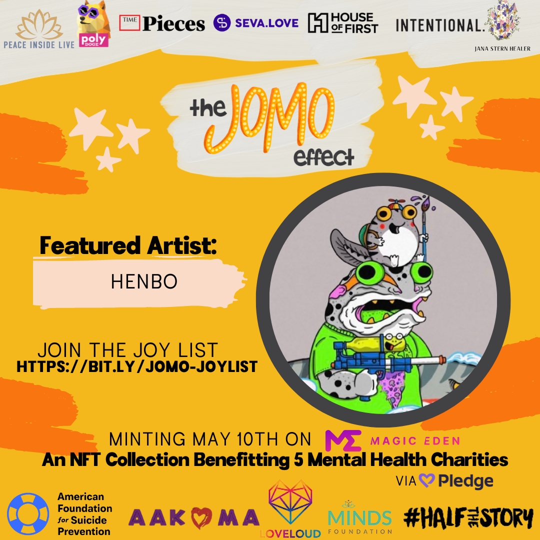 peaceinsidelive's tweet photo. Support #MentalHealthAwarenessMonth by minting an exclusive work from @henbohenning, available on May 10th as part of our #JOMOeffect collection 🎨 Follow this thread to learn more about Henbo 🧵
[1/5] https://t.co/p3kcmusZvn