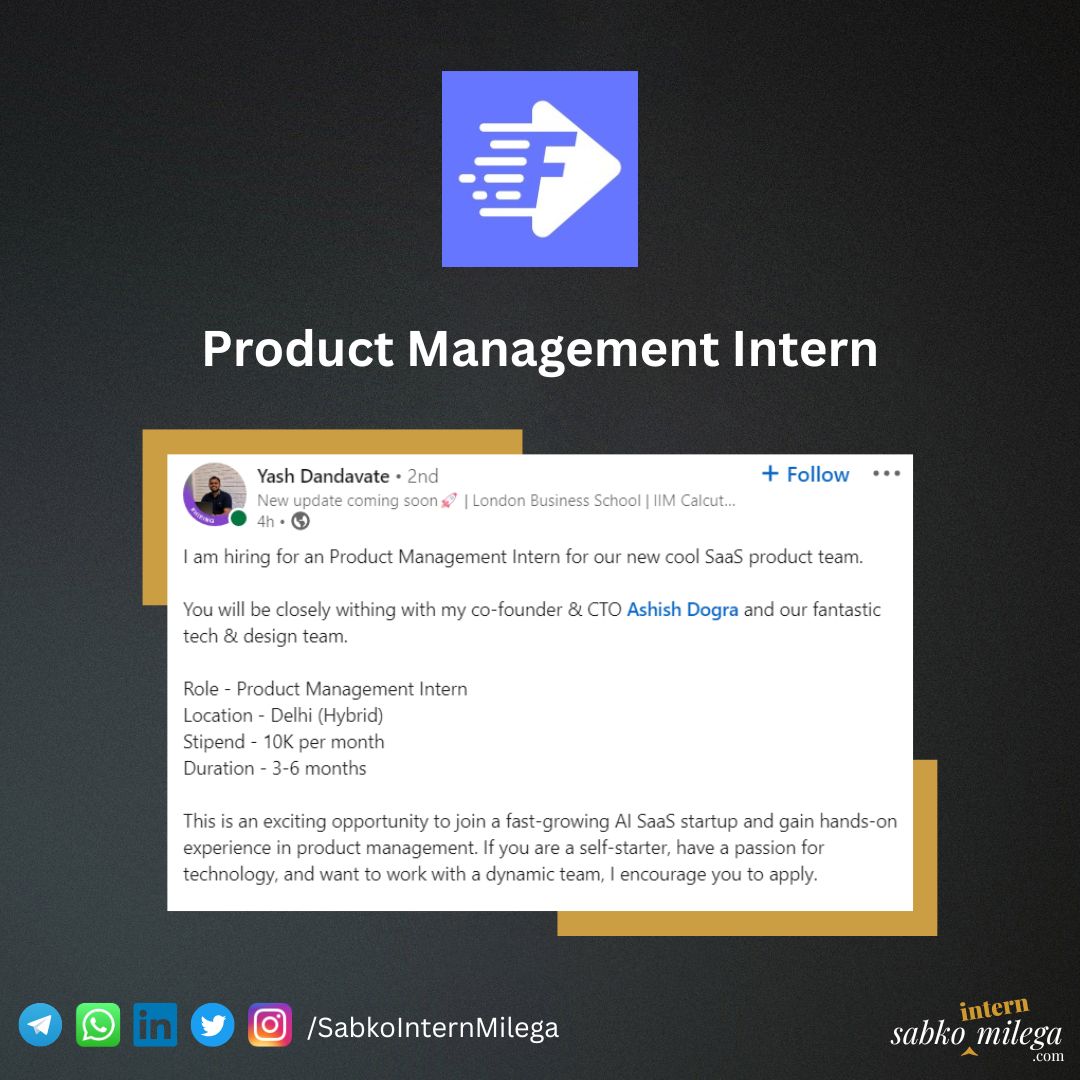 Fastjobs[dot]io | Product Management Intern

Link in comments👇

#Internship #sabkointernmilega