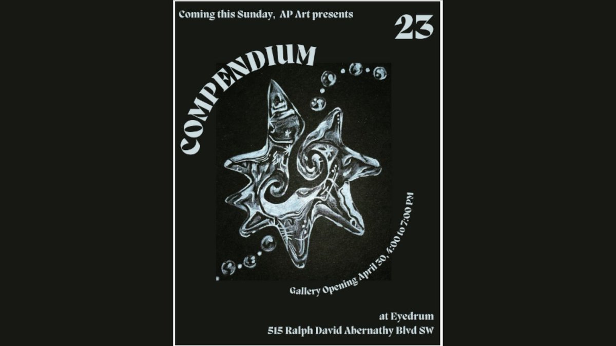 AP Art show this Sunday at Eyedrum 

@APSMidtown @Sara_womack @eyedrum #apsarts #highschoolart #highschool #art #artclass #arteducation #atlanta #midtownhigh #apart #advancedplacement #artshow