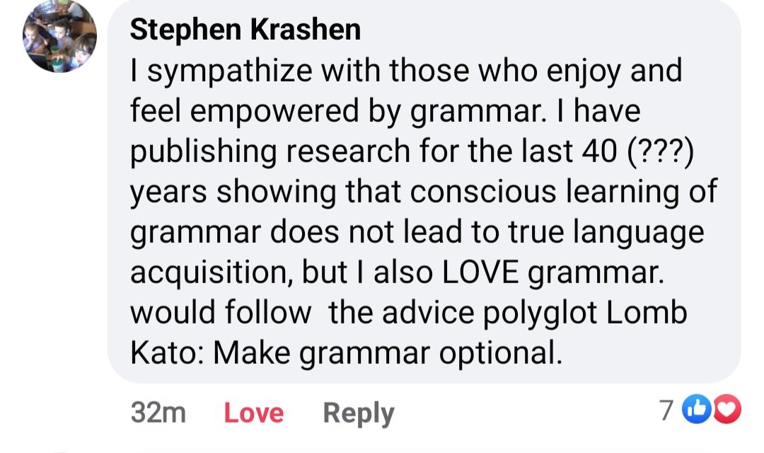 I love seeing <a href="/skrashen/">Stephen Krashen</a> offering advice in language teacher groups.