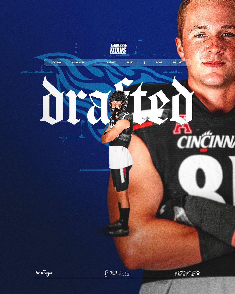 Cincinnati ➡️ Nashville @JoshWhyle81 gets chosen by the @Titans! #Bearcats | cpaw.me/NFL23