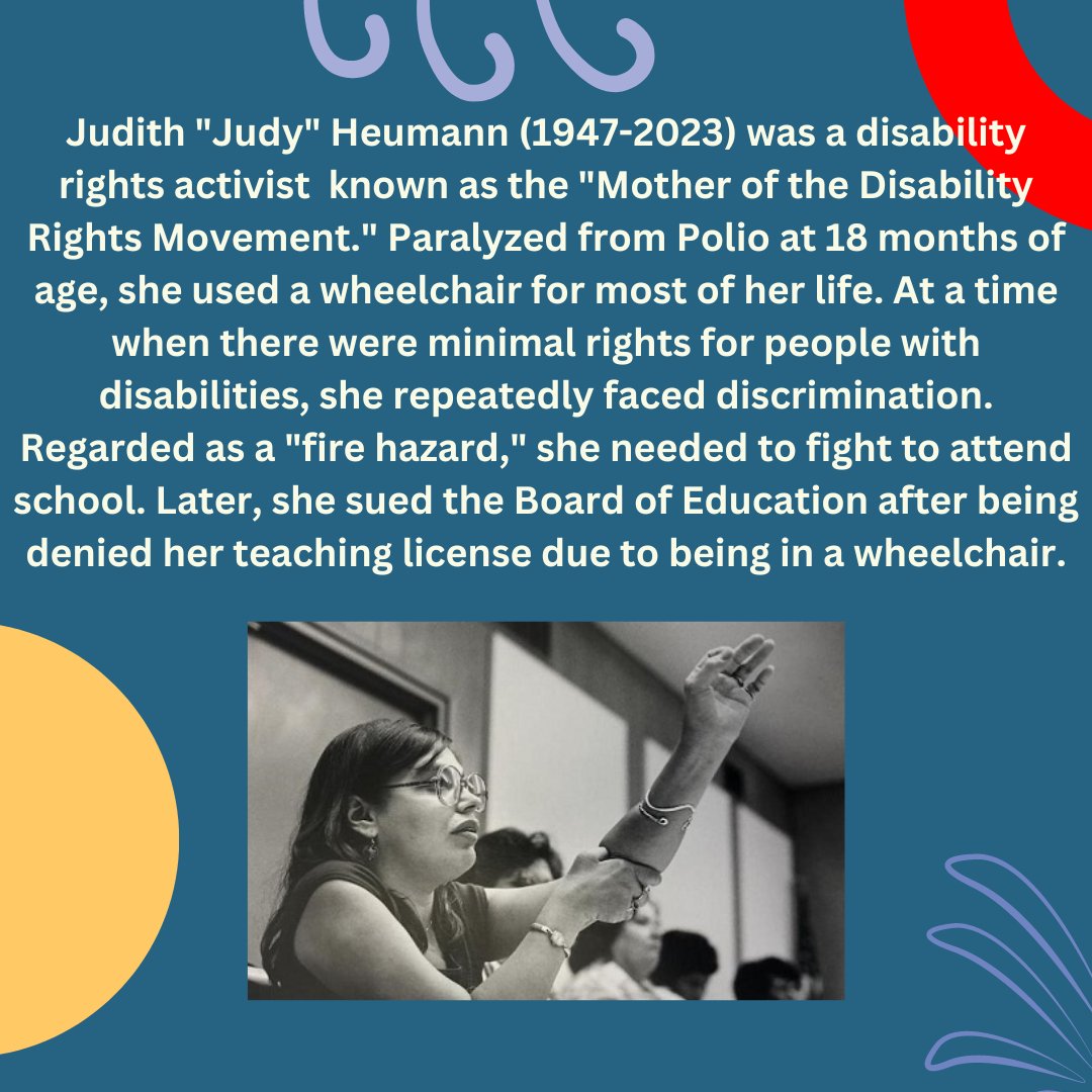 HarborUCLAPeds's tweet photo. Next incredible figure in our DEI Committee's Did You Know Series: Judith Heumann. Take a moment to learn about the Mother of the Disability Rights Movement in the U.S., who tirelessly advocated for people with disabilities like herself. Courtesy of stellar PGY1 Dr. Shani Litwin! https://t.co/Icpelzir41