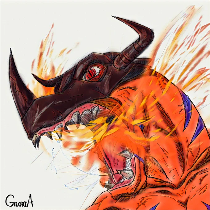 アグモン グレイモン メタルグレイモン ウォーグレイモン  塗り直しました。   #デジモン #イラスト