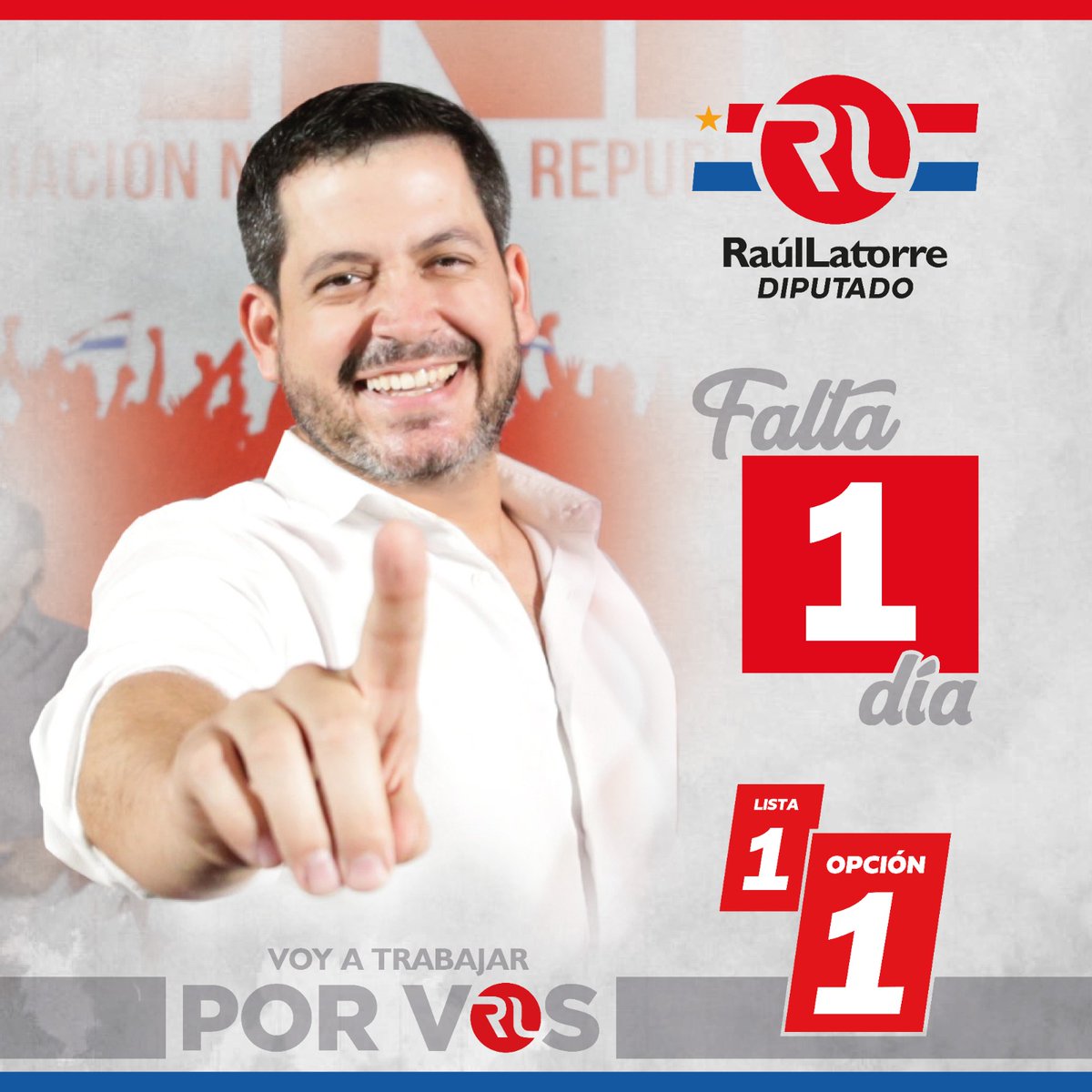 raulatorre's tweet photo. ☝🏻 DÍA, ☝🏻OPORTUNIDAD para elegir vivir mejor durante los próximos 5 años. #SantiPresidente #Lista1 #RaulLatorreDiputado #Opcion1 #LizaSenadora https://t.co/pGtlR15D09