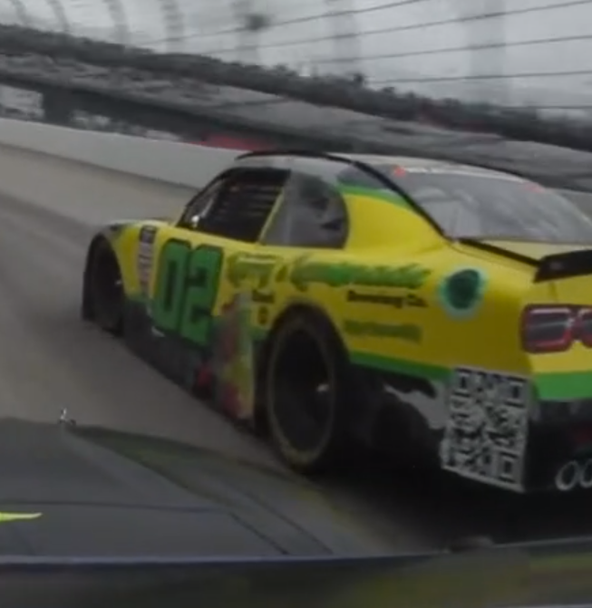 TomcatNASCAR_2's tweet photo. Tried to scan the QR Code on the rear quarter panel of @KyleWeatherman's car. No mas. 😂

#NASCAR | #NASCAR75🟢 | #AGame200 https://t.co/G7Zjv5LTkh
