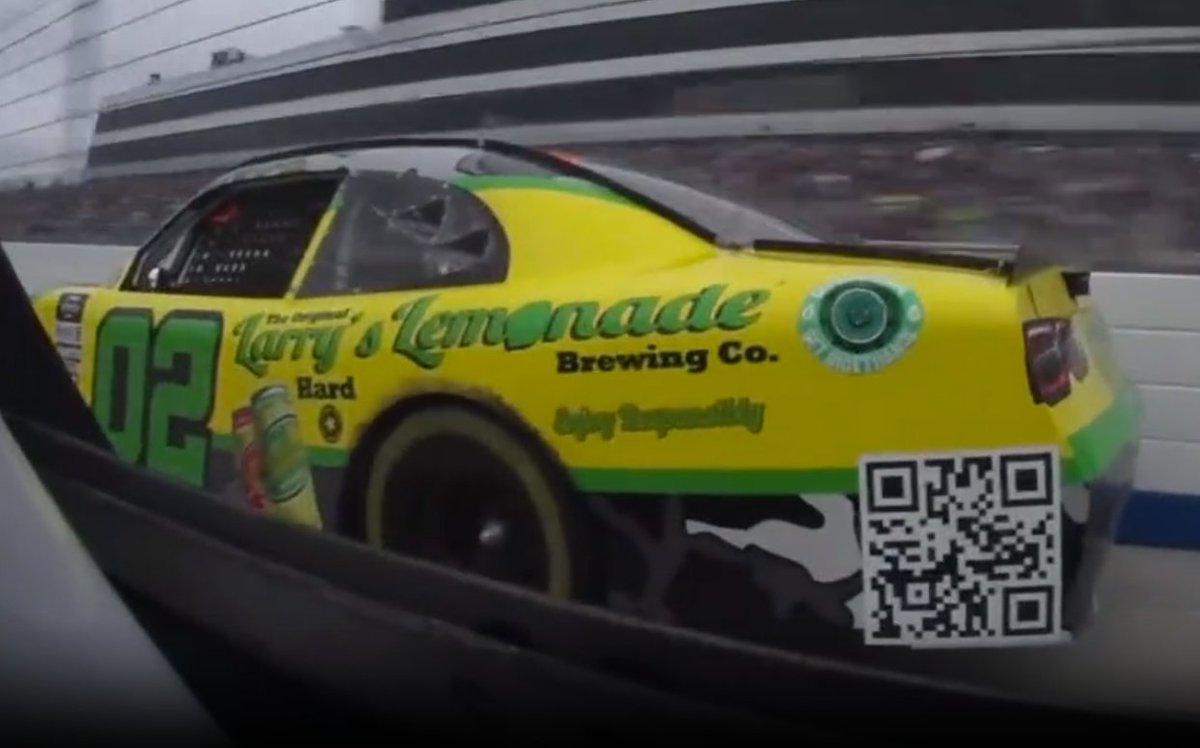 TomcatNASCAR_2's tweet photo. A much better angle. @LarrysHLemonade. #WhereIsLarry 
#NASCAR | #NASCAR75🟡 | #AGame200 https://t.co/ERF6RMbUmv