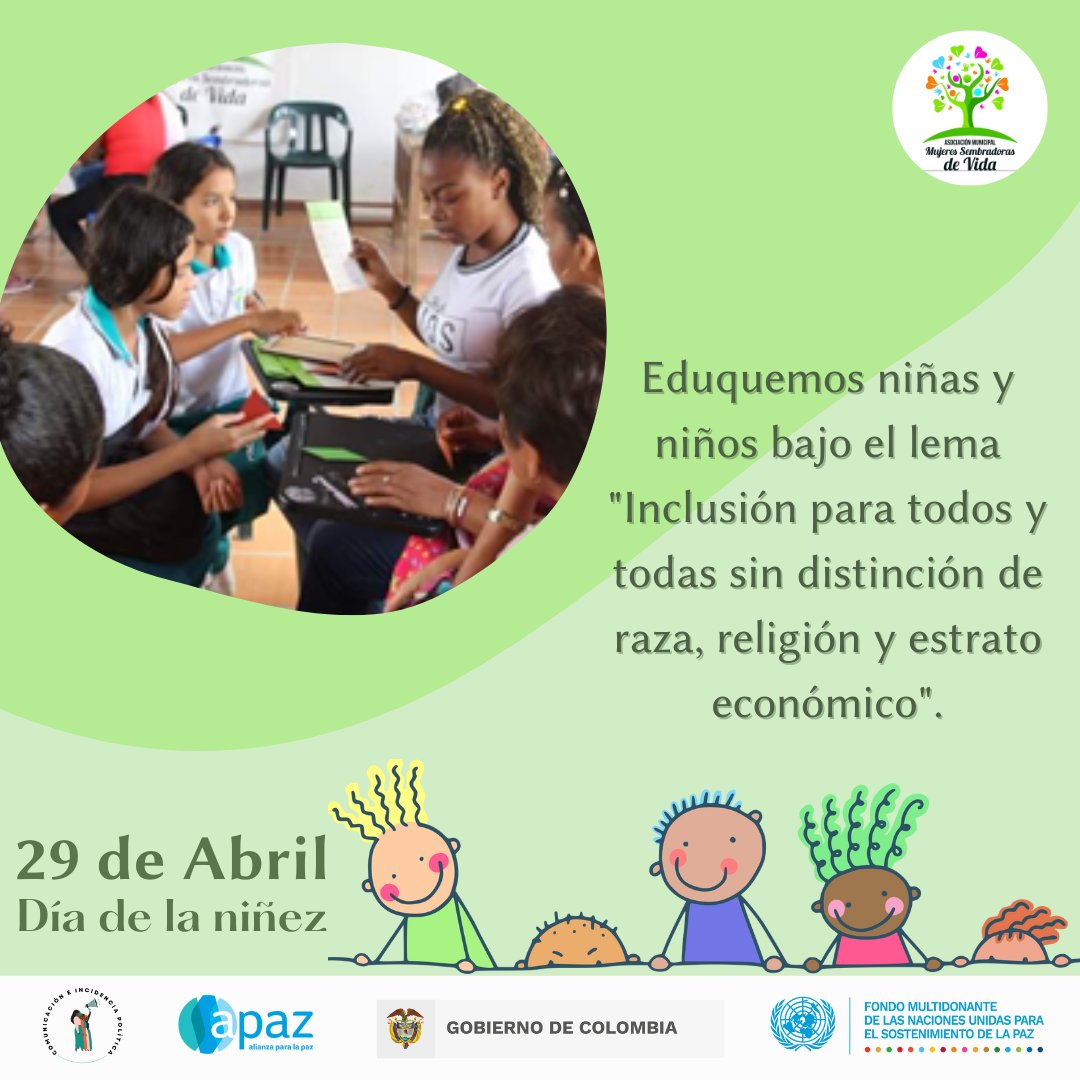 Asomujer08's tweet photo. Hoy en el #DíaDeLaNiñez recordamos la importancia de proteger los derechos de niños y niñas para garantizar su desarrollo integral y el papel fundamental de las lideresas sociales para impulsar la transformación #ComunicacióneIncidencia @PnudColombia @FondoONUCol  @APAZAMERICAS https://t.co/x5YKg7nbr2