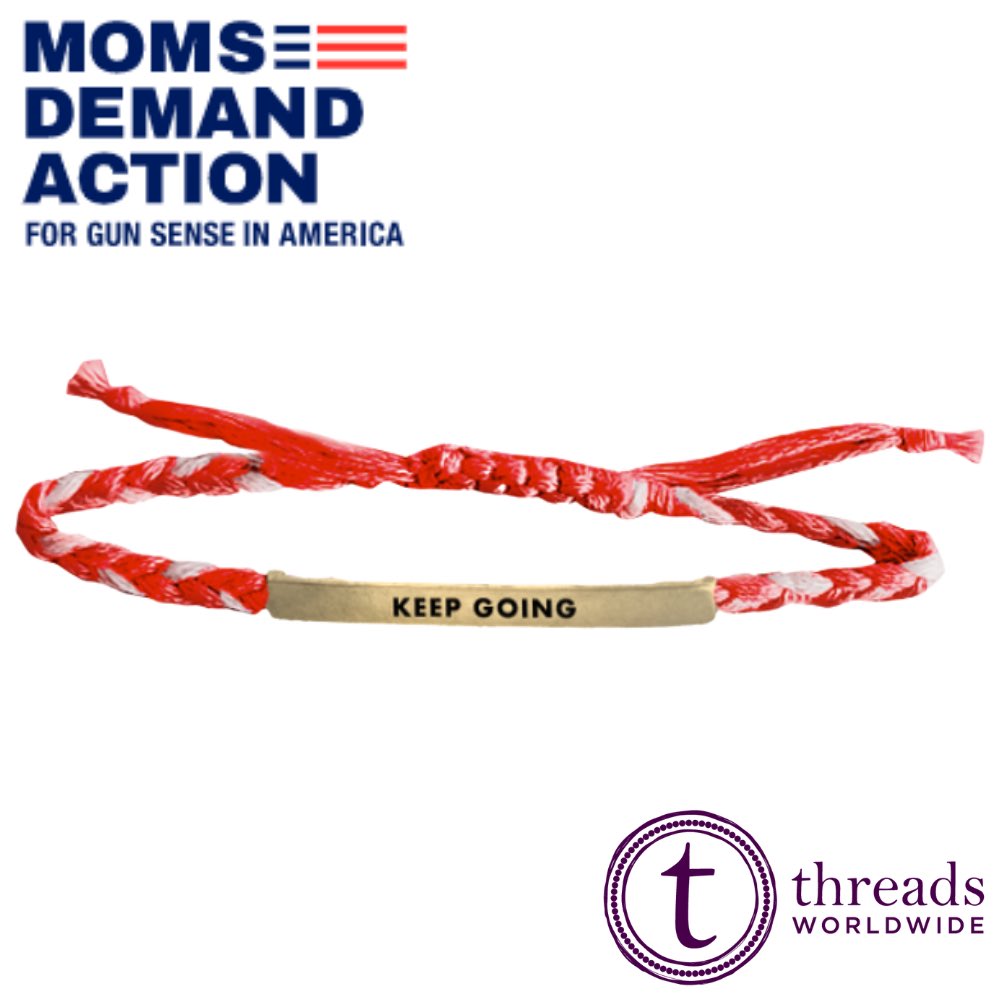 SalliMelfi's tweet photo. Support a @momsdemand fundraiser buy pre-ordering a KEEP GOING bracelet handcrafted by mamas in India who are also working for the well-being of their children. Made by @threadsworldwide, a fair-trade social-impact company.  #KeepGoing @Everytown 

https://t.co/4RGafoiNBS https://t.co/W6a0EAvN1C