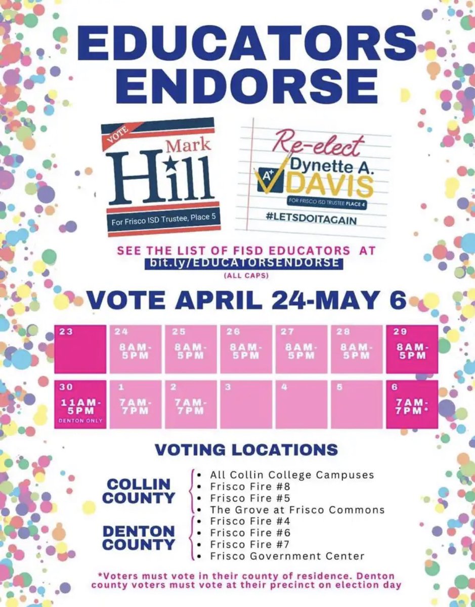JillYoungILA's tweet photo. Great day to go vote! No lines! @Dynette4FISD @markhillfisd https://t.co/w0yyWc9jOw