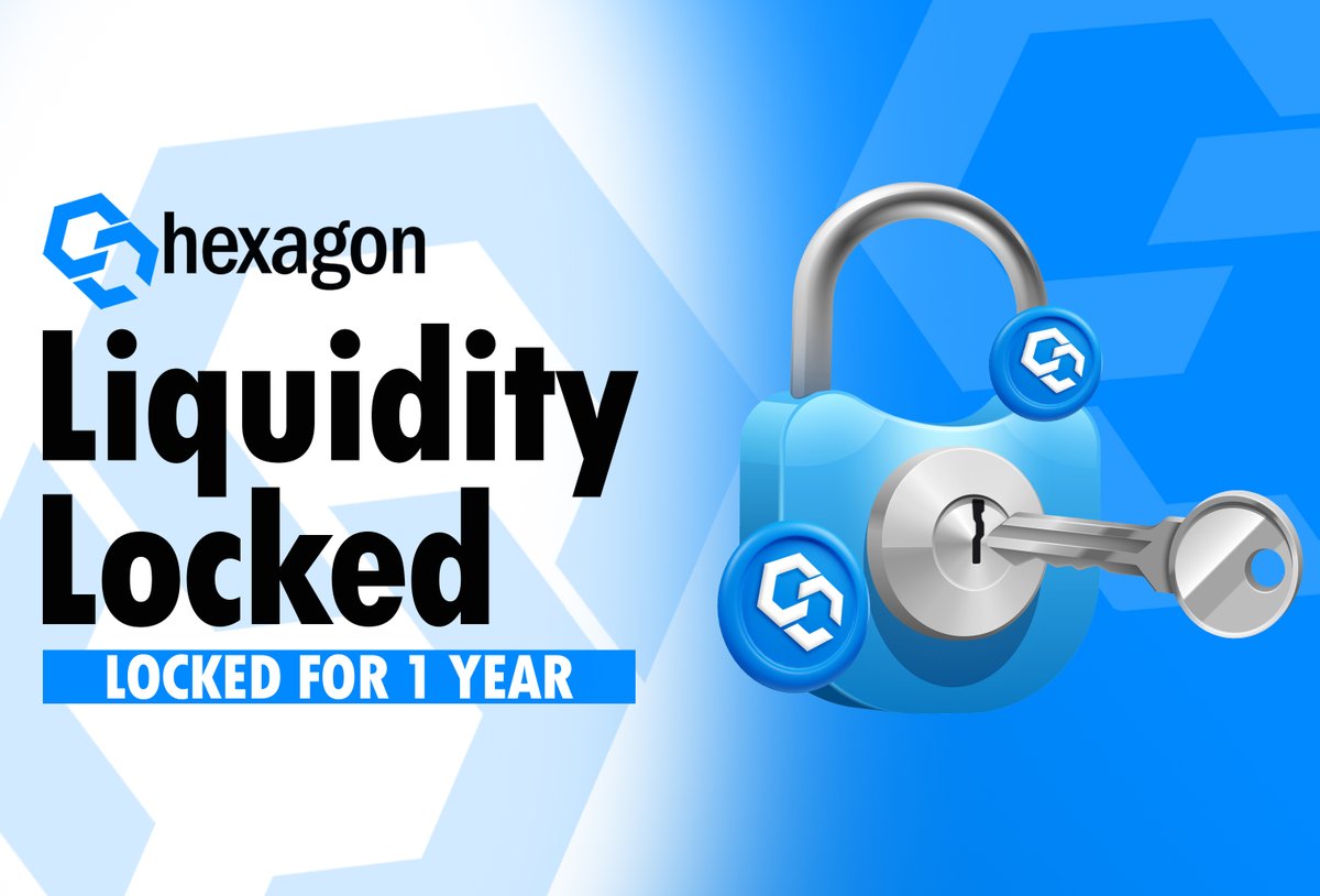 HexagonBSC's tweet photo. Liquidity has been locked for a year on UniCrypt!    

https://t.co/LNMxxh2H5N 

 #HexagonChain #HEXAGON #Binance  #blockchain https://t.co/yhNl1FHmCZ