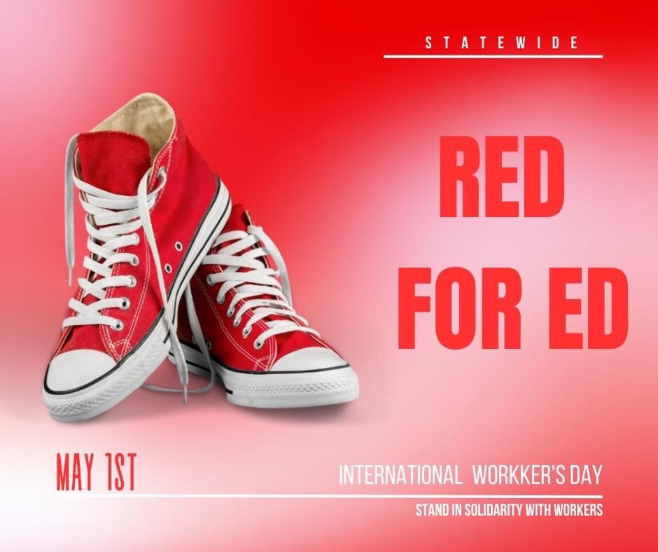 Please join us and our state-wide WEA Members to WEAR RED on May 1st in support of immigrant and workers' rights. ♥️ #RedForEd