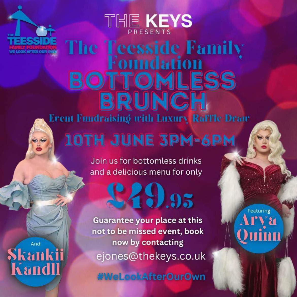 NEW TTFF Bottomless Brunch 🍾💃🎵 Did we say !! 'Bottomless Brunch' at The Keys, Yarm Tickets are £49,95 each Booking directly to Emily at the Keys. Book tickets here 👇 ejones@thekeys.co.uk Limited tickets available #TTFF #TheKeysYarm #BottomlessBrunch #Fundraising