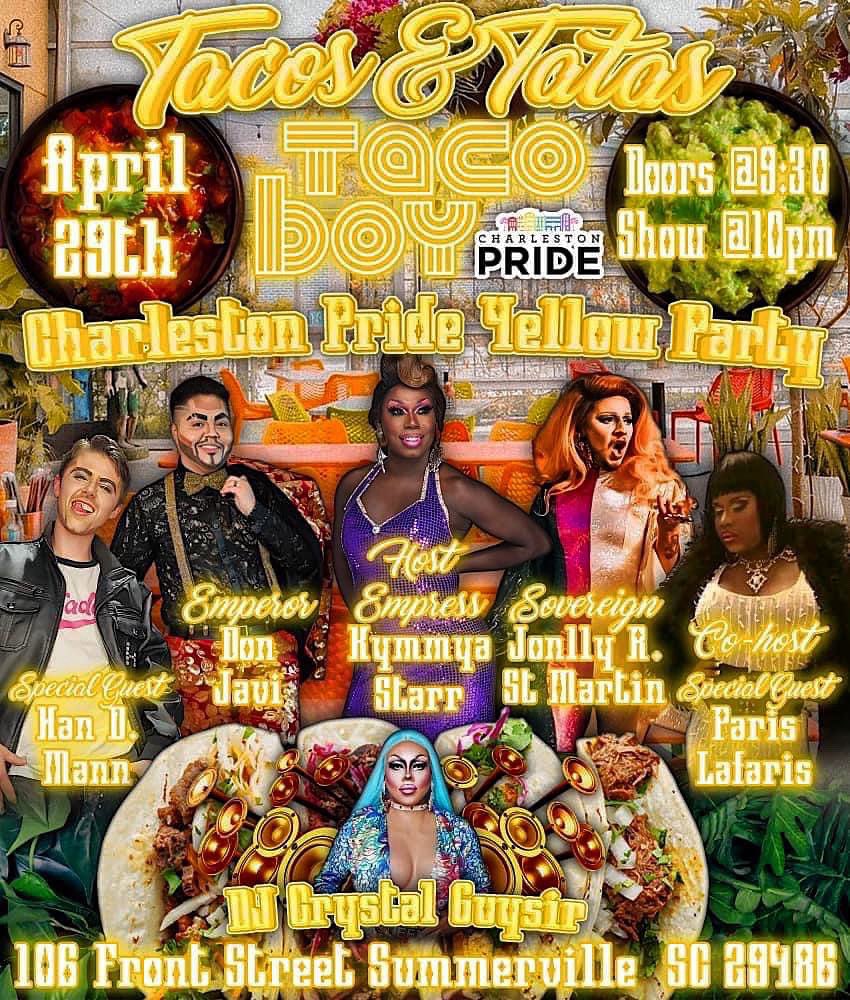 CharlestonPride's tweet photo. Tonight’s the night!!! Come join us for an amazing show, great music and tasty drinks! Tickets still available at https://t.co/ywUKwDYaOI 💛💛💛💛💛 #charlestonpride #dragshow #summervillesc https://t.co/tskVQ9rJ7T
