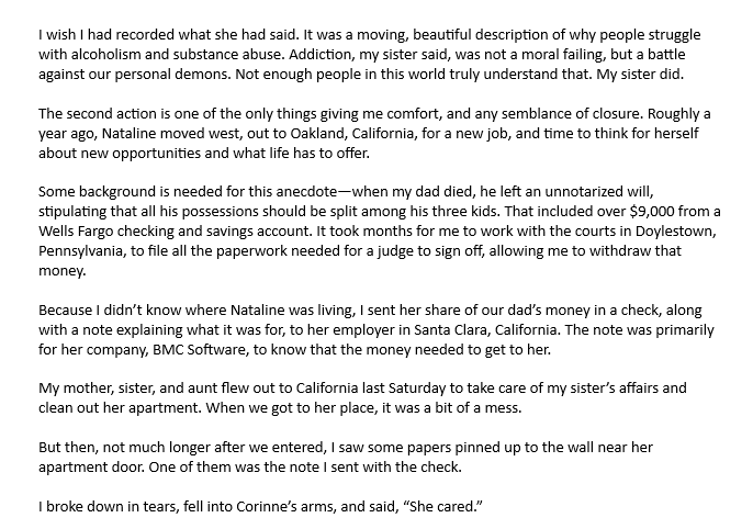 Steve_Bohnel's tweet image. Some of you are likely wondering why I haven't tweeted in a while, either about work at my new job or other things. On April 16, one of my sisters, Nataline Rose Kolbe, died in a car crash. Let me tell you about her (this will take multiple tweets)