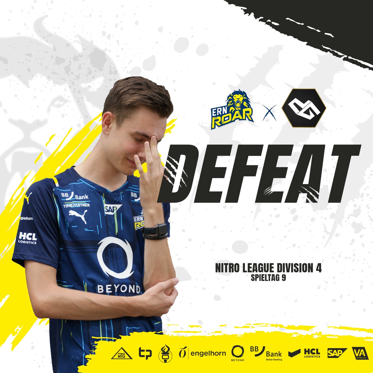 Manchmal solls einfach nicht sein.
Wir unterliegen mit 1:3. GGs.

#ROAR #RNL