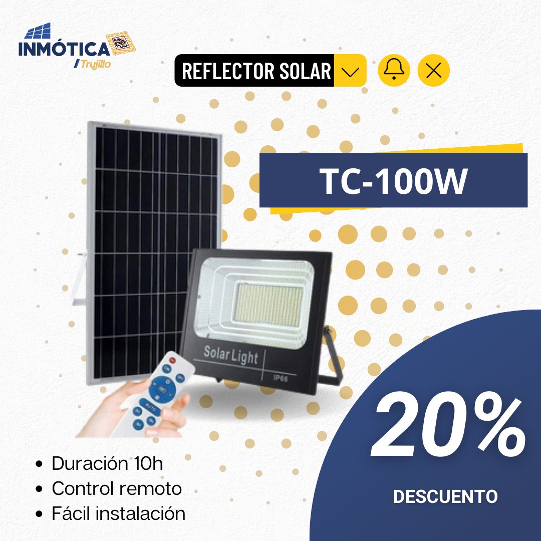 LM_Minchan's tweet photo. REFLECTOR SOLAR LED  100 / 200 / 300W
🪛  Incluye control remoto
🪛 Duración +10H
🪛 Protección IP65
Contáctanos.
📞https://t.co/p6MsKPO1Az
📞https://t.co/f4ndGaqU29
úbicanos.
🔵 Direciòn: Av. Perù 1419-Daniel Hoyle Trujillo
📍 Ubìcanos aquì 👉 https://t.co/ejalf96Od3 https://t.co/nsoELq4b13