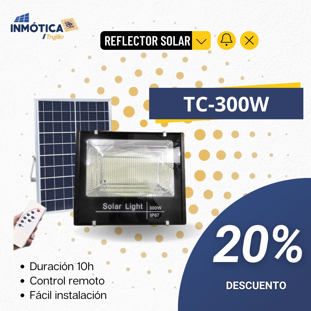 LM_Minchan's tweet photo. REFLECTOR SOLAR LED  100 / 200 / 300W
🪛  Incluye control remoto
🪛 Duración +10H
🪛 Protección IP65
Contáctanos.
📞https://t.co/p6MsKPO1Az
📞https://t.co/f4ndGaqU29
úbicanos.
🔵 Direciòn: Av. Perù 1419-Daniel Hoyle Trujillo
📍 Ubìcanos aquì 👉 https://t.co/ejalf96Od3 https://t.co/nsoELq4b13