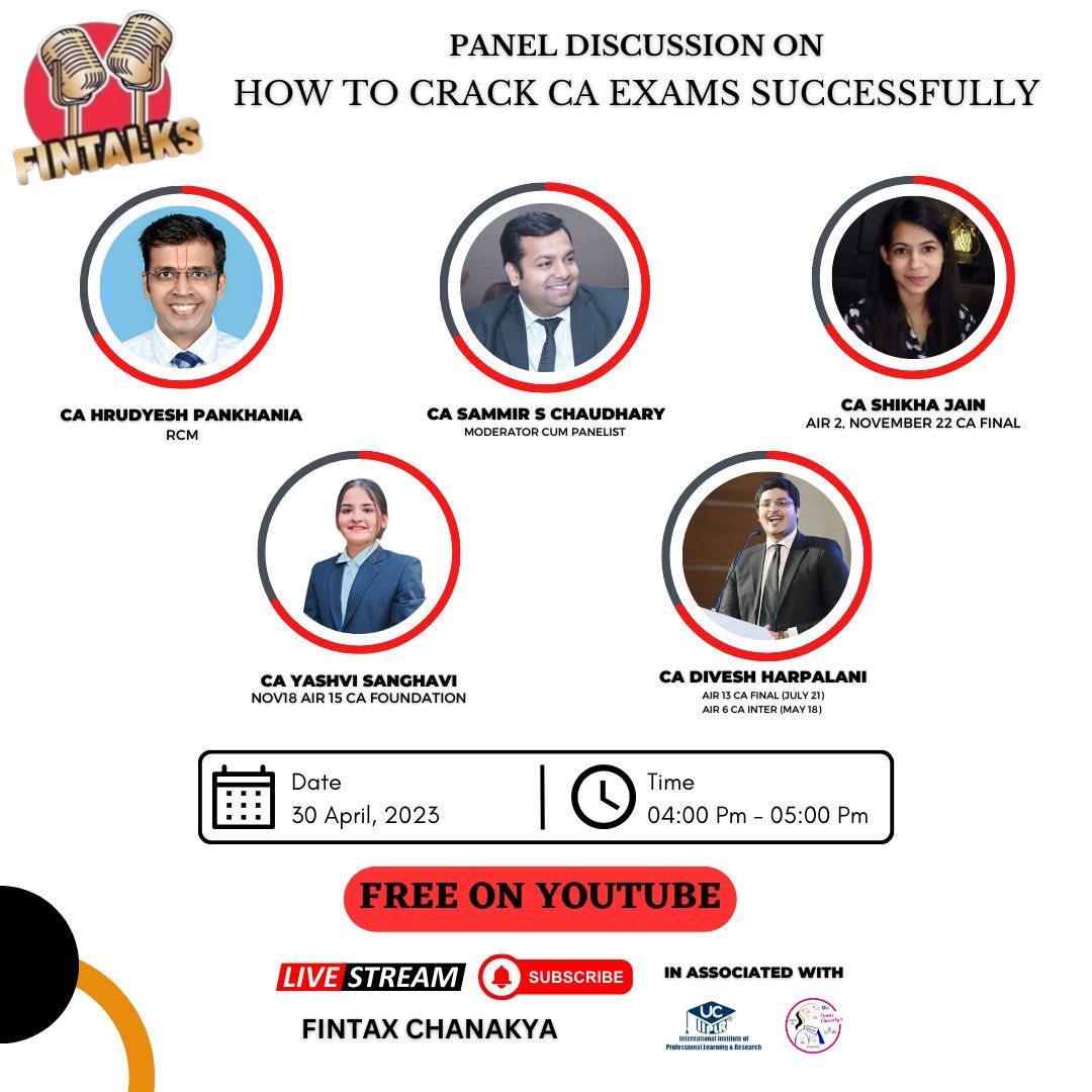 samir120488's tweet photo. FREE LIVE SESSION on Youtube for CA Students who are planning to give Exam:-

FINTALKS Panel Discussion on How to Crack CA Exams Successfully | Panel Discussion with Experts

Book your Time Slot and Watch Live:        
 https://t.co/oOQQwXnMLS  ⁦@hrudyesh04⁩

#live #casamir https://t.co/Zjz885216S