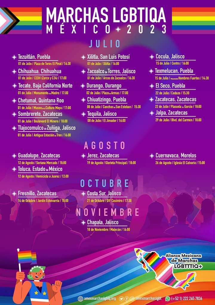GayMexicoMap's tweet photo. La Alianza Mexicana de Marchas LGBTTTIQ+ ha anunciado 95 LGBTTTIQ+ marchas por 2023 en todos partes de México. The Alianza Mexicana de Marchas LGBTTTIQ+ has announced 95 LGBTTTIQ+ marches for 2023! https://t.co/0peSolUayc https://t.co/bqrCoOV9ef
