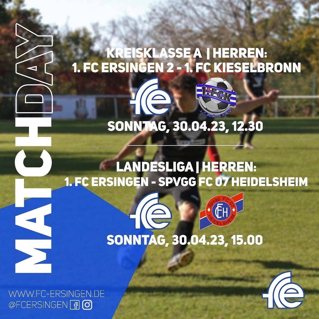 🔥MATCHDAY🔥

Morgen auf dem Kirchberg: 

unsere Zweite Mannschaft trifft um 12:30Uhr auf den <a href="/fckieselbronn/">1. FC Kieselbronn</a> ✌🏽

Anschließend um 15:00 Uhr kickt unsere Erste gegen den @fc07heidelsheim ⚽️

Wir wünschen beiden Mannschaften einen erfolgreichen Spieltag!!… instagr.am/p/CroU3dHsIDQ/