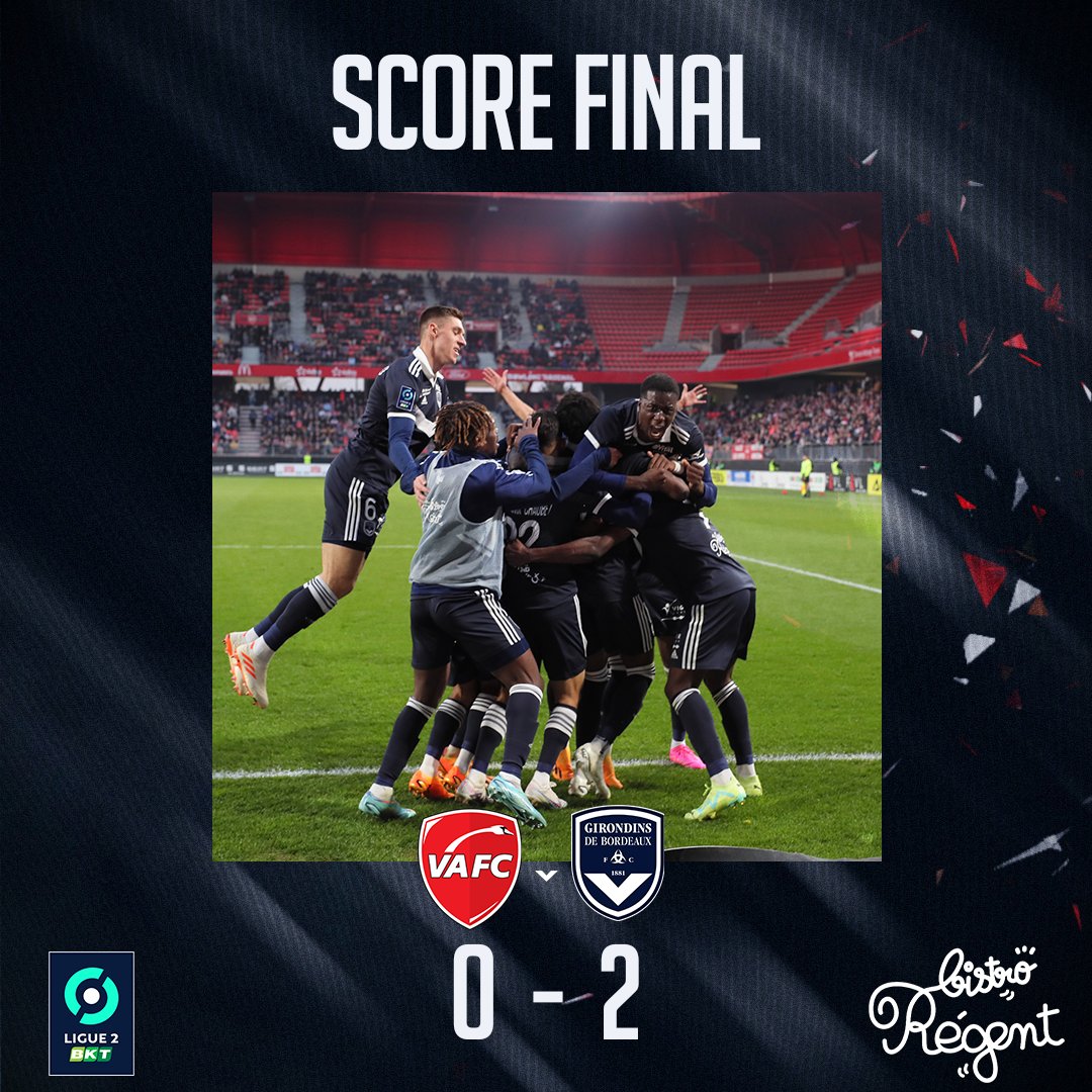La victoire bordelaise à Valenciennes ! 👊

Avec courage et sérieux, les Girondins s'imposent dans le Nord et prennent points 3⃣ précieux dans la course à la montée [0⃣-2⃣] #VAFCFCGB