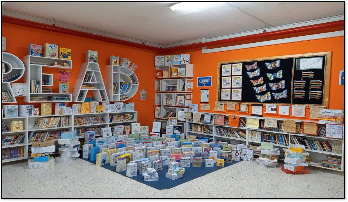 OisMsg's tweet photo. The Middle School English Department marked World English Language Day (April 23). An exhibition of Cereal  Box Book Review by Grade 6 and Scroll Book Review by Grades 7&amp;8 was held in the Middle School Reading Corner on Friday, the 28th April. https://t.co/0bpHeHJTm8