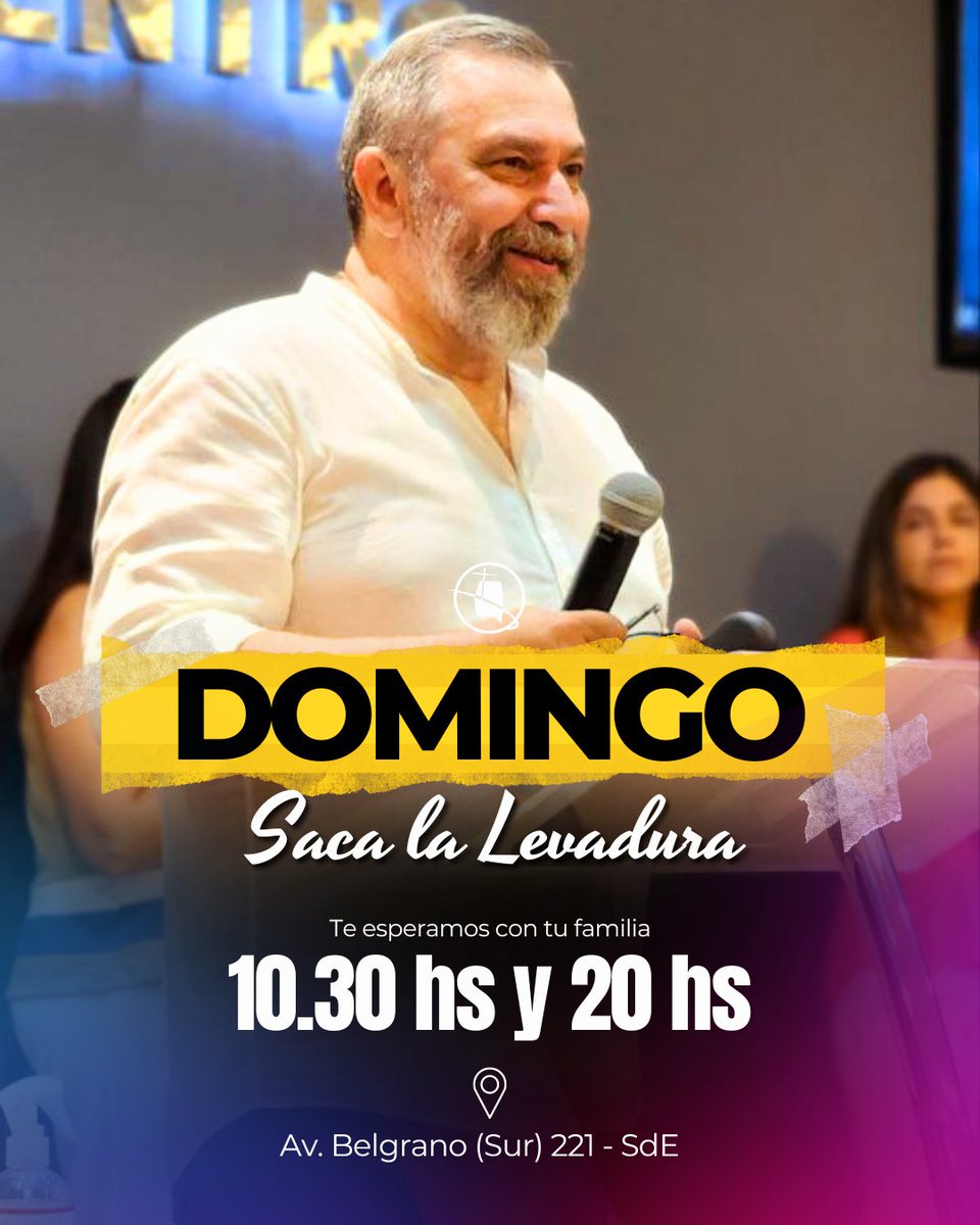 iglesiadelcent's tweet photo. No te pierdas una palabra de parte de Dios de la mano de nuestro Pastor @zaiek_antonio para tu vida y tu familia, te esperamos en nuestros 2️⃣ servicios a las 10.30 hs y 20 hs en Av. Belgrano (Sur) 221 ❤️🔥🙌

©️ Iglesia del Centro - SdE

#Instagram ➡️ iglesiadelcentro_ https://t.co/wz1YHGWZEg