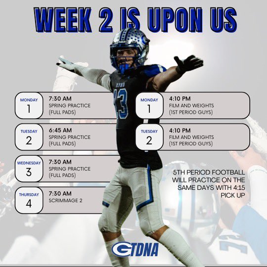 CoachGriffGHS's tweet photo. WEEK TWO!! @GTEagleFootball #BuildTheBeast https://t.co/zOc3iw26uQ