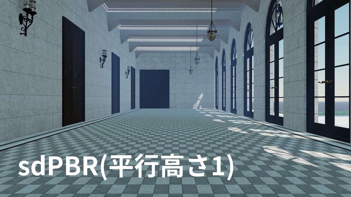8Thmmd's tweet photo. MMDのPBR系エフェクトでシャドウマップの比較。照明はデフォルト値。ikPolishとRayはそれほど変わりません。一方、sdPBRは明らかに影が足りていません。コントローラの平行光源高さを1に上げればikやRayと同様になりますが足元の影の精度が落ちます。(多分、影と足元に距離が生じる)#MMD https://t.co/htT8vdC7QM