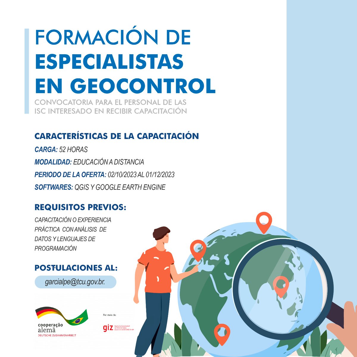 OLACEFS_oficial's tweet photo. El Comité de Creación de Capacidades de la OLACEFS invita a la capacitación online "FORMACIÓN DE ESPECIALISTAS EN GEOCONTROL – OpenGeoHub 2023”, que se desarrollará desde 2 de octubre hasta 1 de diciembre de 2023. El plazo límite para la nominación es el 05 de mayo de 2023. https://t.co/Z8zioOziSF