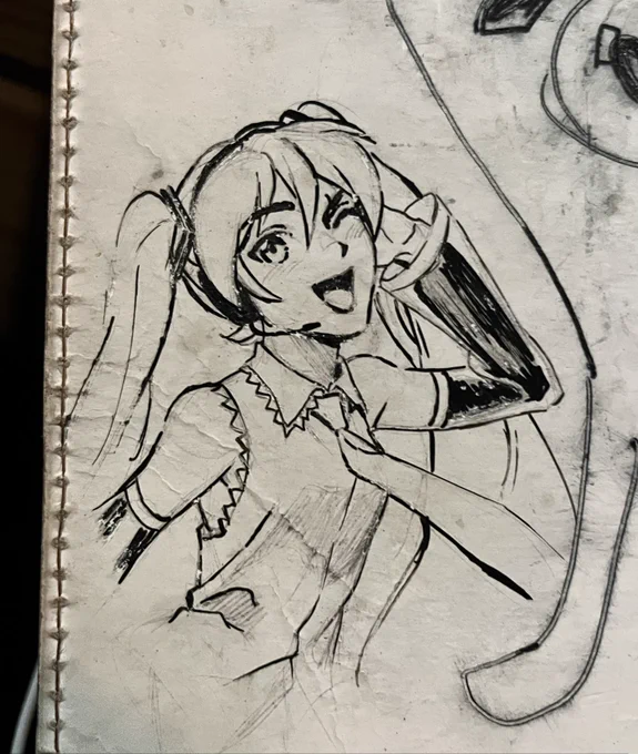 miku i drew on the back of a bingo card at the bar like a cool person