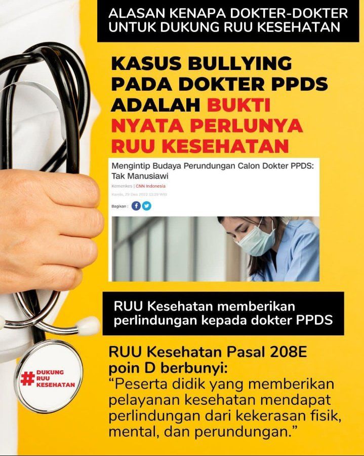 semoga ga cuma buat senior yg dibela gembar gembor pake pita hitam ya, junior dan PPDS yang di bully juga harus dibelain dong yak #RUUKesehatanPeduliPPDS