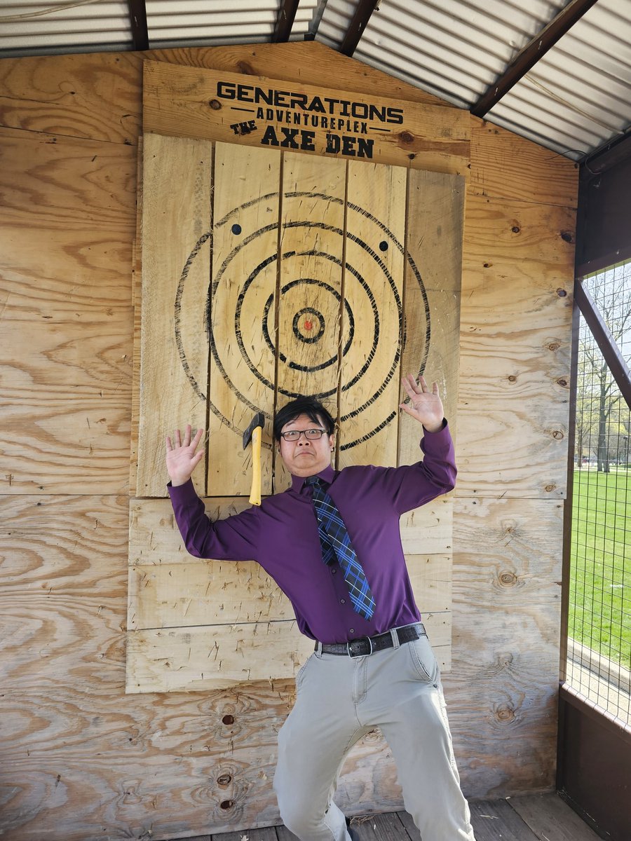 GAdventureplex's tweet photo. Throwback Tuesday with Indiana University South Bend students trying Axe Throwing for first time. Look at all those future champions!
#axethrowingleague #IUSB #axethrowing #axe https://t.co/qYyqCA4z6E
