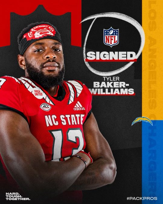 PackFootball's tweet photo. Raleigh ✈️ LA 
Congrats @TylerBakerWill1 !
#PackPros | #HTT https://t.co/G7X9H3Bd1m