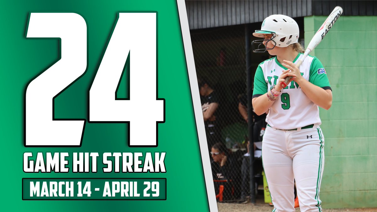 Kennedy Cox's 24 game hit streak came to an end in today's <a href="/UAMSoftball/">Blossoms Softball</a> game. 🥎

The last time she played a game without a hit was on March 11th against Harding University.

#BlossomNation